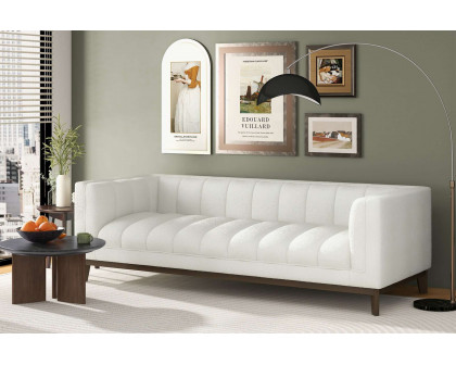 Ashcroft Melissa Mid-Century Boucle Modern Sofa - White