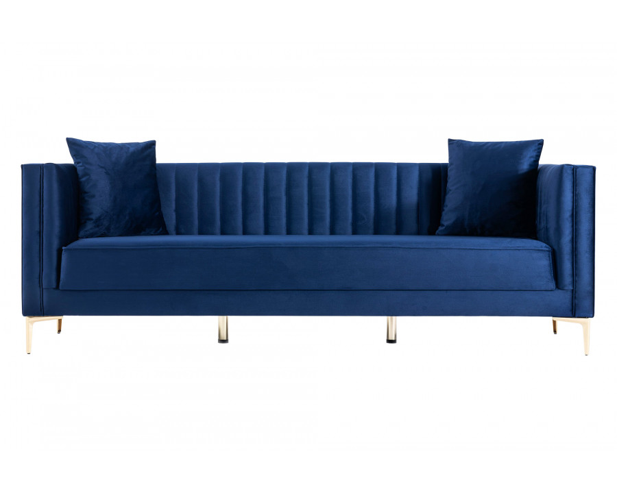 Ashcroft Angelina 91" Velvet Sofa - Dark Blue