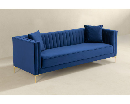 Ashcroft Angelina 91" Velvet Sofa - Dark Blue