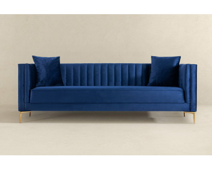 Ashcroft Angelina 91" Velvet Sofa - Dark Blue