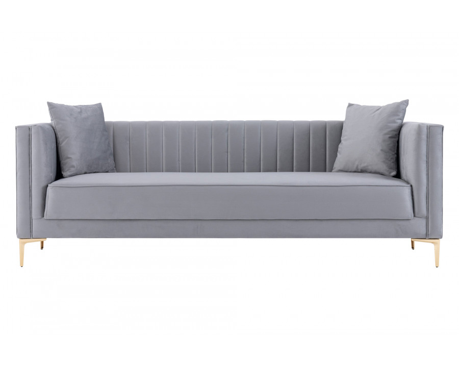 Ashcroft Angelina 91" Velvet Sofa - Light Gray