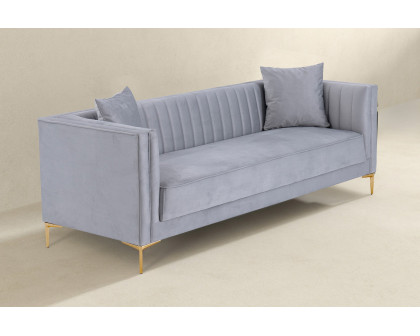 Ashcroft Angelina 91" Velvet Sofa - Light Gray