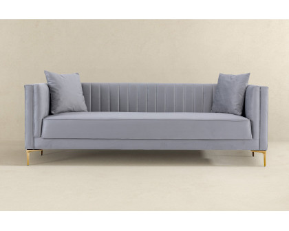 Ashcroft Angelina 91" Velvet Sofa - Light Gray