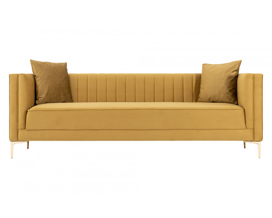 Ashcroft Angelina 91" Velvet Sofa - Yellow