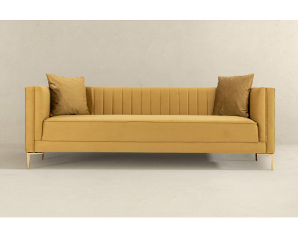 Ashcroft Angelina 91" Velvet Sofa - Yellow