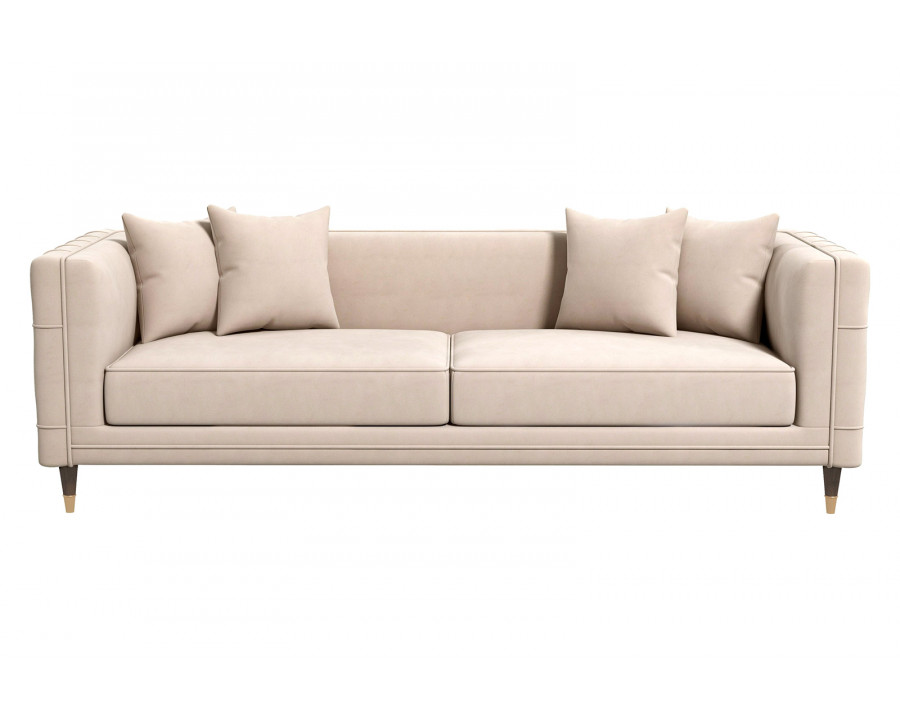 Ashcroft Edward Velvet Sofa - Light Cream