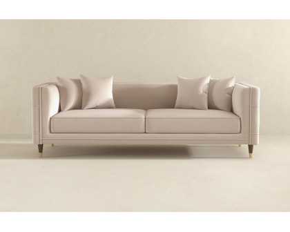 Ashcroft Edward Velvet Sofa - Light Cream