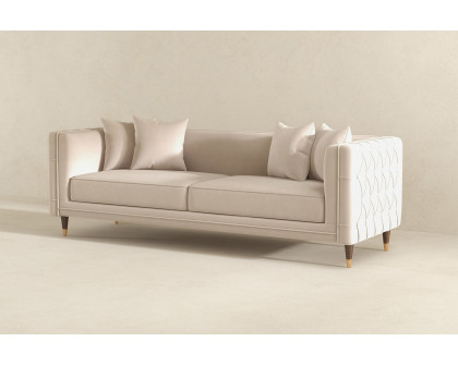 Ashcroft Edward Velvet Sofa - Light Cream