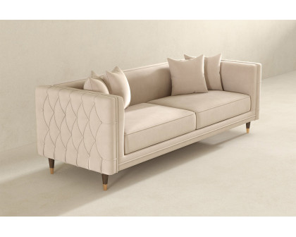 Ashcroft Edward Velvet Sofa - Light Cream