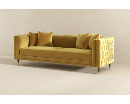 Ashcroft Edward Velvet Sofa - Mustard