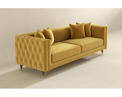 Ashcroft Edward Velvet Sofa - Mustard