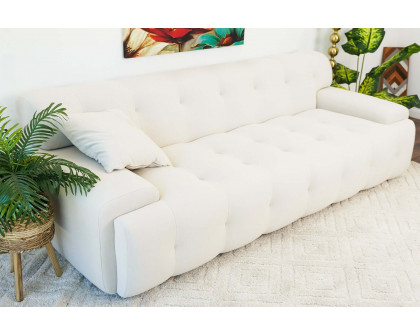 Ashcroft Brampton Mid-Century 90" Velvet Sofa - Cream