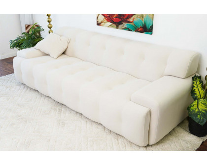 Ashcroft Brampton Mid-Century 90" Velvet Sofa - Cream