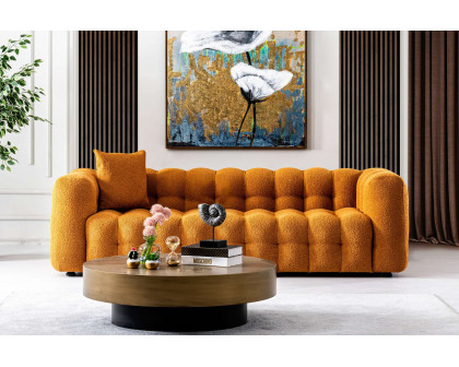 Ashcroft Eden Modern Tufted Chesterfield Boucle Fabric Sofa - Orange