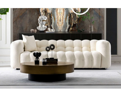 Ashcroft Eden Modern Tufted Chesterfield Boucle Fabric Sofa - Cream