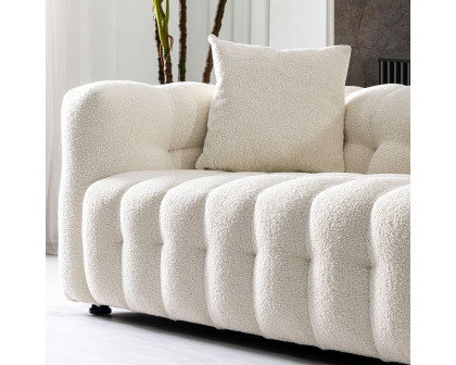 Ashcroft Eden Modern Tufted Chesterfield Boucle Fabric Sofa - Cream