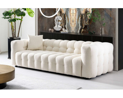 Ashcroft Eden Modern Tufted Chesterfield Boucle Fabric Sofa - Cream