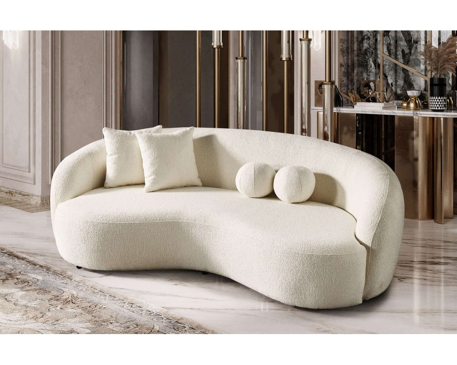 Ashcroft Drake Japandi Style Curvy Boucle Sofa - Ivory