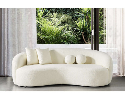 Ashcroft™ Drake Japandi Style Curvy Boucle Sofa - Ivory