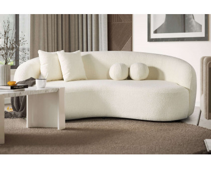 Ashcroft™ Drake Japandi Style Curvy Boucle Sofa - Ivory