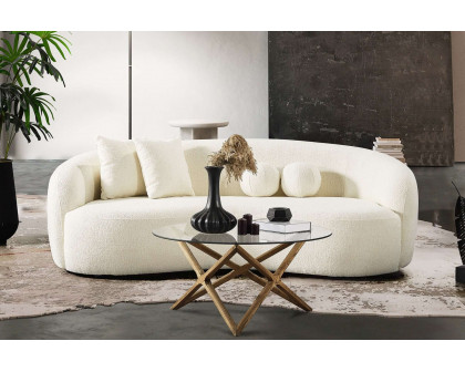 Ashcroft™ Drake Japandi Style Curvy Boucle Sofa - Ivory