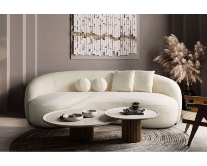 Ashcroft™ Drake Japandi Style Curvy Boucle Sofa - Ivory