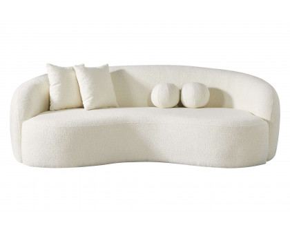 Ashcroft™ Drake Japandi Style Curvy Boucle Sofa - Ivory