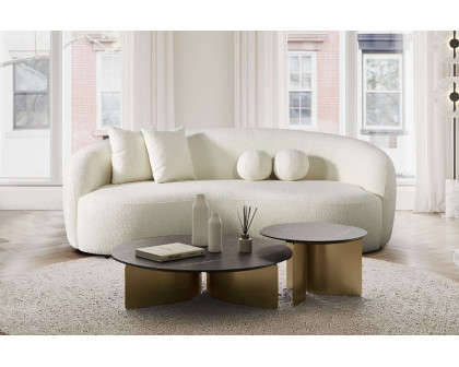 Ashcroft™ Drake Japandi Style Curvy Boucle Sofa - Ivory