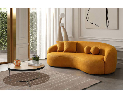 Ashcroft Drake Japandi Style Curvy Boucle Sofa - Yellow