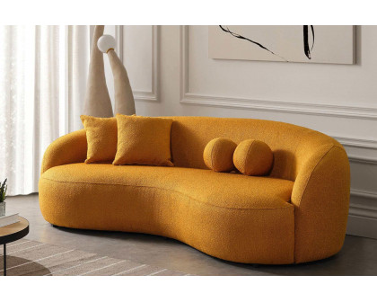 Ashcroft Drake Japandi Style Curvy Boucle Sofa - Yellow