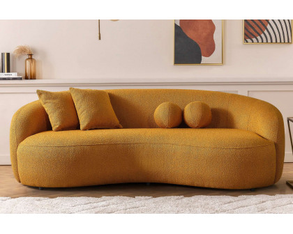 Ashcroft Drake Japandi Style Curvy Boucle Sofa - Yellow