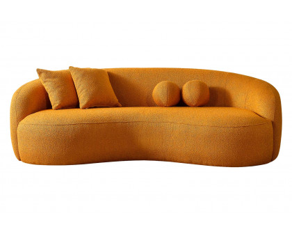 Ashcroft Drake Japandi Style Curvy Boucle Sofa - Yellow