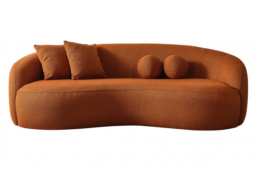 Ashcroft™ Drake Japandi Style Curvy Boucle Sofa - Orange