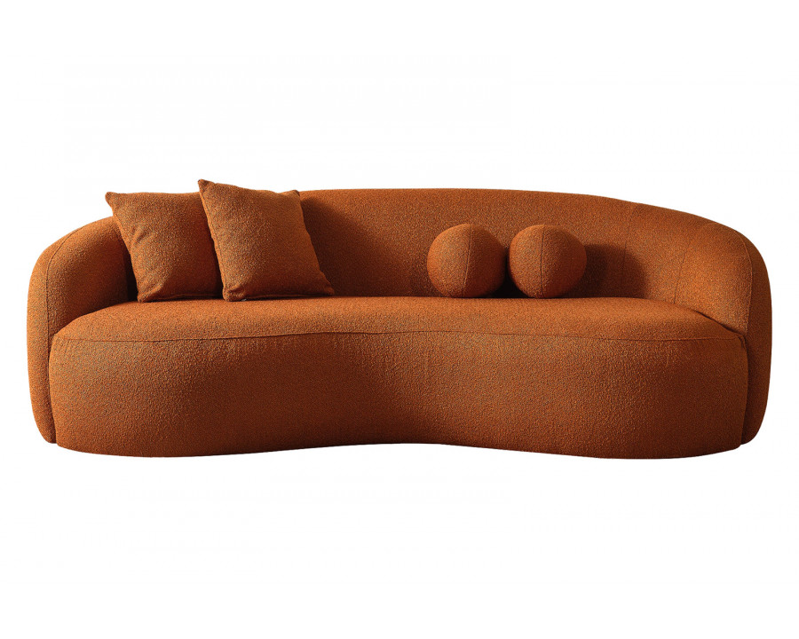 Ashcroft Drake Japandi Style Curvy Boucle Sofa - Orange