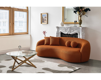 Ashcroft™ Drake Japandi Style Curvy Boucle Sofa - Orange