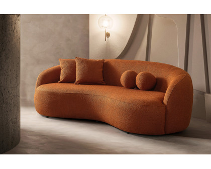 Ashcroft™ Drake Japandi Style Curvy Boucle Sofa - Orange