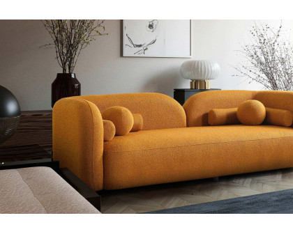 Ashcroft Donna Japandi Style Boucle Sofa - Yellow