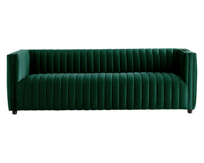 Ashcroft Dominic Channel Tufted Velvet Sofa - Green