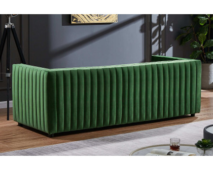 Ashcroft Dominic Channel Tufted Velvet Sofa - Green