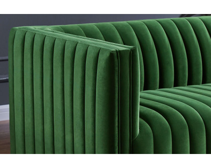 Ashcroft Dominic Channel Tufted Velvet Sofa - Green