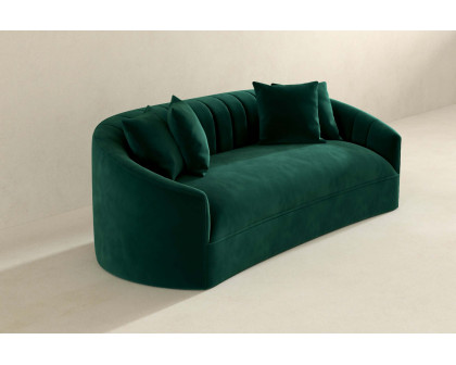 Ashcroft Kante Green Velvet Sofa - Green