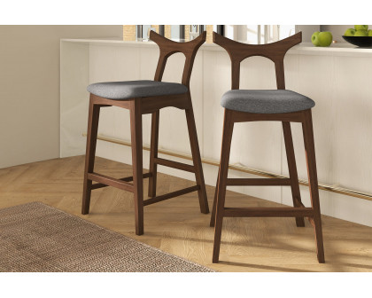 Ashcroft - Hester Solid Wood Upholstered Square Bar Chair (Set Of 2)