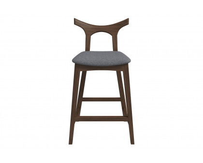 Ashcroft Hester Solid Wood Upholstered Square Bar Chair (Set Of 2) - Gray