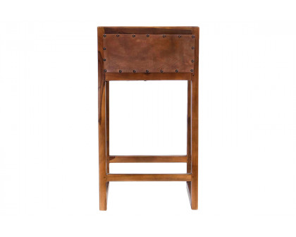 Ashcroft™ Gavin 25" Solid Wood Genuine Leather Counter Stool - Tan