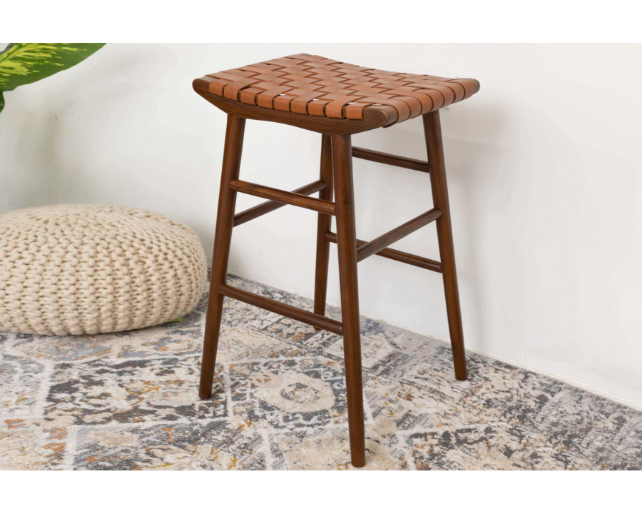 Ashcroft Maya 30" Genuine Leather Stool - Tan