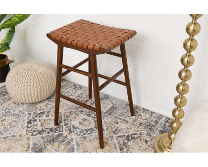 Ashcroft Maya 30" Genuine Leather Stool - Tan