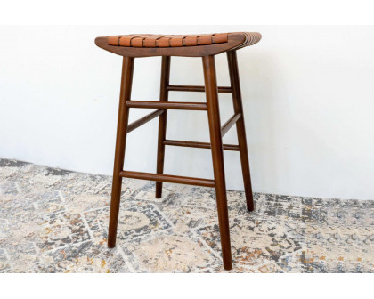 Ashcroft Maya 30" Genuine Leather Stool - Tan