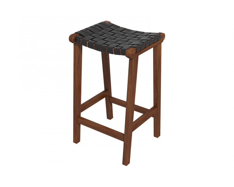 Ashcroft - James 24.5" Mid-Century Modern Genuine Leather Counter Stool in Black