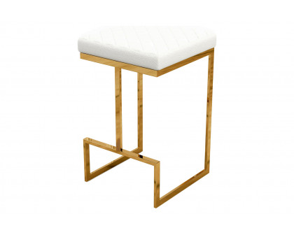 Ashcroft Joel Mid-Century Modern Luxury Upholstered Stool - White