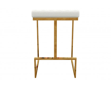 Ashcroft Joel Mid-Century Modern Luxury Upholstered Stool - White